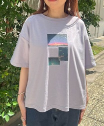 星空プリント吸水速乾Ｔシャツ(ラベンダー-F)