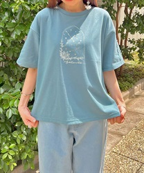 星空プリント吸水速乾Ｔシャツ(ブルーグリーン-F)
