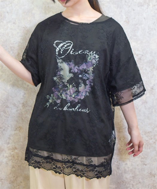 レースプルオーバー×プリントプルオーバー | outlet | axes レースプルオーバー×プリントプルオーバー | outlet | axes