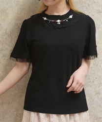 吸水速乾ローズリブプルオーバー(黒-F)