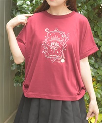 接触冷感エトワールＴシャツ(ワイン-F)