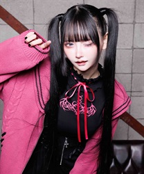 サキュバスフレア袖プルオーバー(黒-M)