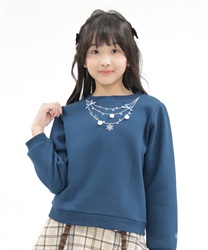 kids雪ネックレス裏起毛トレーナー(紺-120cm)