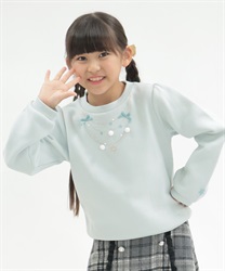 kids雪ネックレス裏起毛トレーナー(ミント-120cm)
