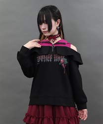 ポイズンベリー肩あきパーカー(黒-M)