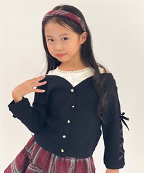 レイヤード風肩だしプルオーバー(黒-120cm)