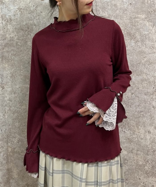 袖レースバイカラーメロープルオーバー | outlet | axes femme 袖レースバイカラーメロープルオーバー | outlet | axes femme