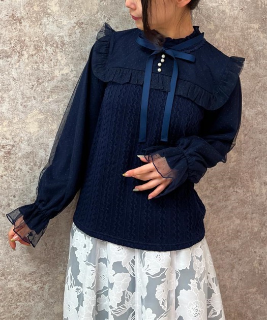 リボン付き切替プルオーバー | outlet | axes femme online shop