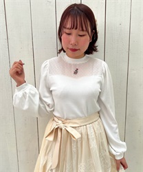 ローズ刺繍ビスチェ切替プルオーバー(生成り-M)