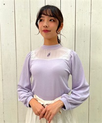ローズ刺繍ビスチェ切替プルオーバー(ラベンダー-M)