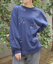 ランダム星座刺繍トレーナー(紺-F)