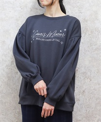 刺繍裏起毛コクーントレーナー(チャコール-F)