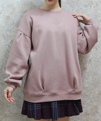 刺繍裏起毛コクーントレーナー(ピンク-F)