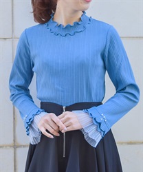 プリーツチュールメロープルオーバー【2点10%OFF対象商品】(ブルー-F)
