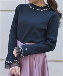 プリーツチュールメロープルオーバー【2点10%OFF対象商品】(黒-F)
