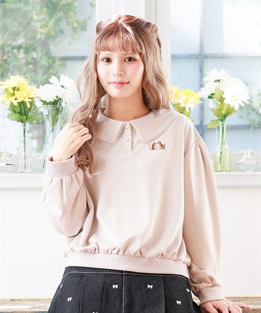 キャット刺繍襟付プルオーバー | レディース服・レディース キャット刺繍襟付プルオーバー | レディース服・レディース