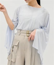 スリット袖シアートップス【2点10%OFF対象商品】(サックス-F)