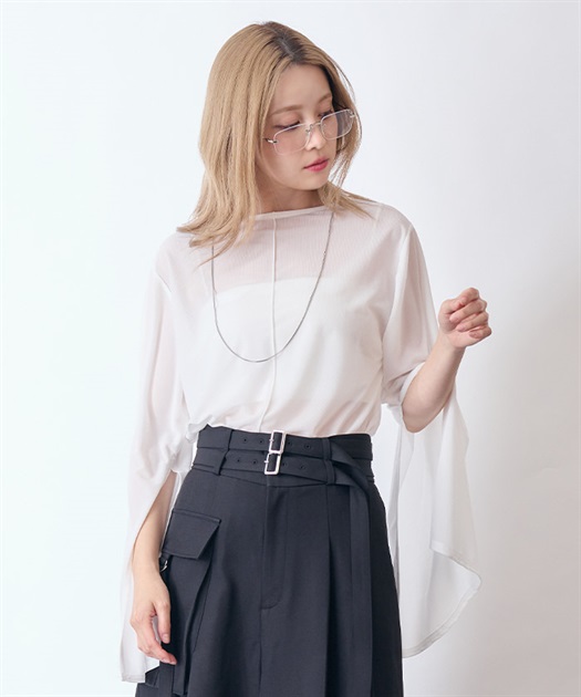 スリット袖シアートップス【2点10%OFF対象商品】