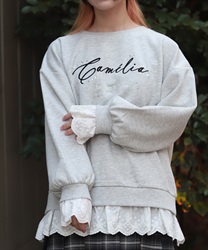 コットンレース裏起毛トレーナー【期間限定価格】(杢グレー-F)