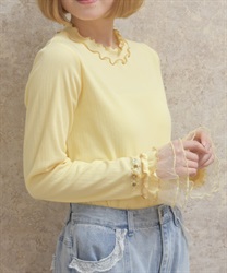 格子ラメチュールメロープルオーバー(イエロー-F)