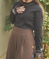 格子ラメチュールメロープルオーバー(黒-F)