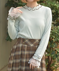 格子ラメチュールメロープルオーバー(ミント-F)