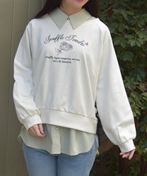 レースアップ刺繍トレーナー(生成り-F)