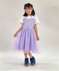 リボンパーツチュールワンピース(ラベンダー-120cm)