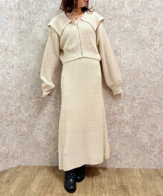 ジップ付ニット×ニットワンピース | outlet | axes femme online ジップ付ニット×ニットワンピース | outlet | axes femme online