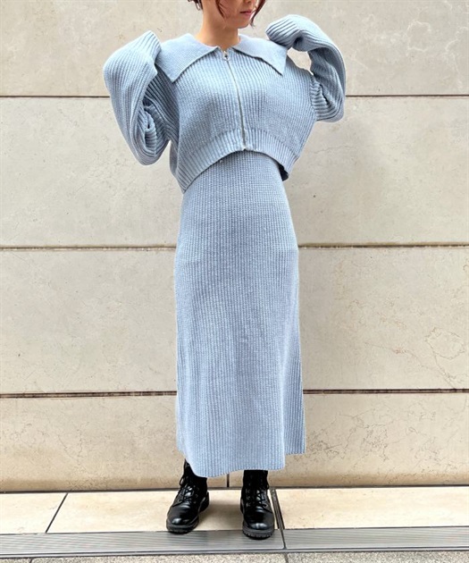 ジップ付ニット×ニットワンピース | outlet | axes femme online ジップ付ニット×ニットワンピース | outlet | axes femme online