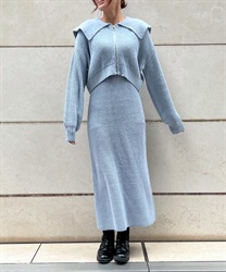 ジップ付ニット×ニットワンピース | outlet | axes femme online ジップ付ニット×ニットワンピース | outlet | axes femme online