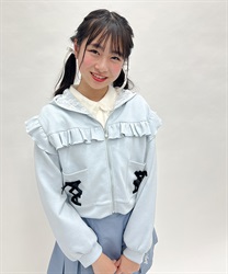 kidsレースアップフリルパーカー(サックス-150cm)