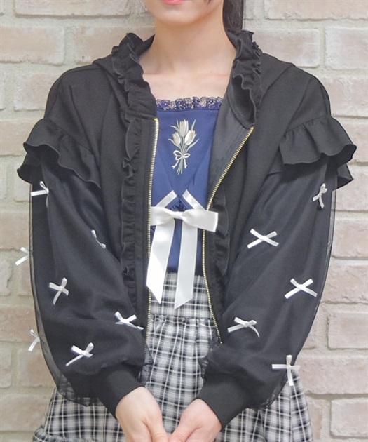 メニーリボンフリルパーカー | レディース服・レディース メニーリボンフリルパーカー | レディース服・レディース
