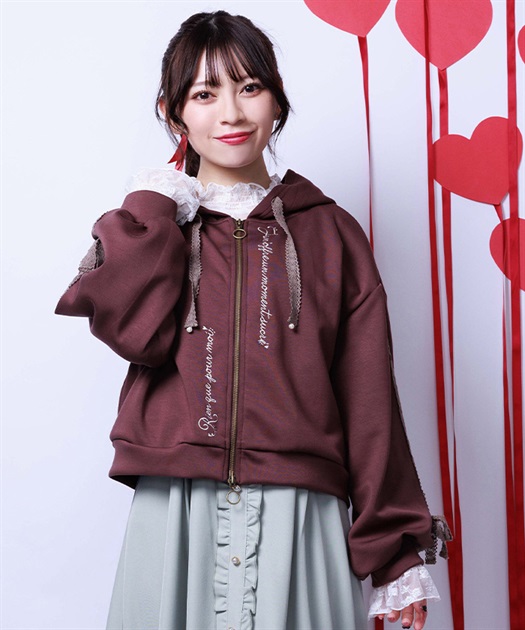 トーションレース刺繍パーカー | axes femme online shop