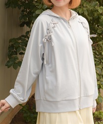 ＵＶカット編み上げパーカー(サックス-F)