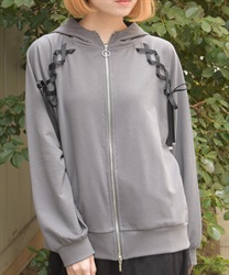 ＵＶカット編み上げパーカー(チャコール-F)