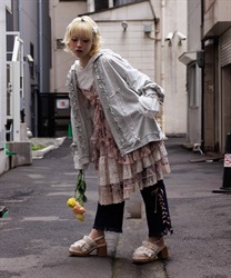 ローズリボン後レースパーカー(グレー-F)