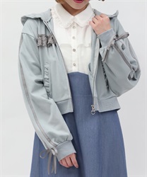 ライン使レースフリルパーカー(サックス-M)