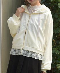 UVカット裾レースショートパーカー【WEB先行販売】(生成り-F)