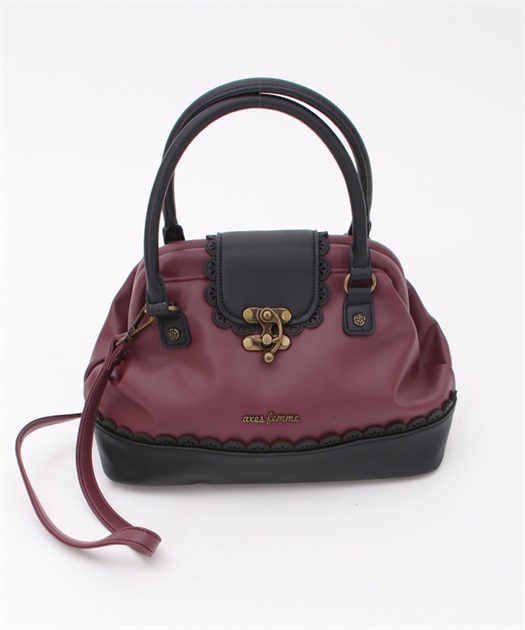 配色スカラップがま口ボストン | outlet | axes femme online shop