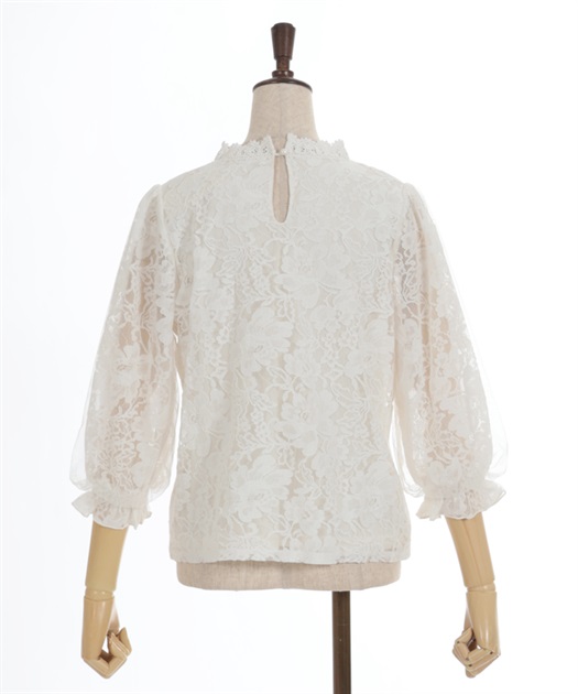 チュール袖レーストップス【10%OFF対象商品】 | レディース服 チュール袖レーストップス【10%OFF対象商品】 | レディース服