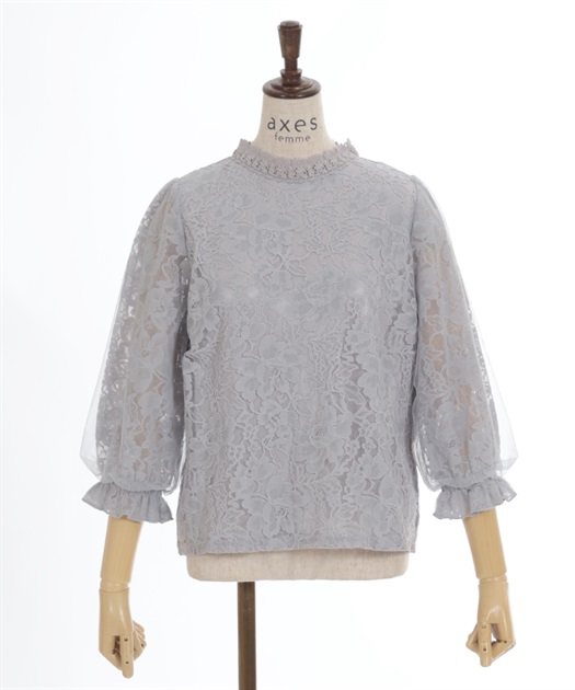 チュール袖レーストップス【10%OFF対象商品】 | レディース服 チュール袖レーストップス【10%OFF対象商品】 | レディース服