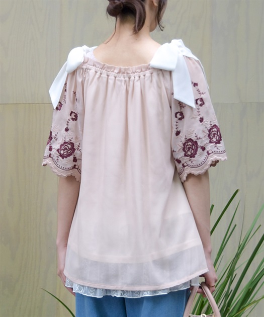 花刺繍2WAYシフォンブラウス | outlet | axes femme online shop 花刺繍2WAYシフォンブラウス | outlet | axes femme online shop