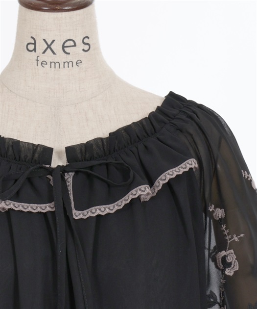 花刺繍2WAYシフォンブラウス | outlet | axes femme online shop 花刺繍2WAYシフォンブラウス | outlet | axes femme online shop