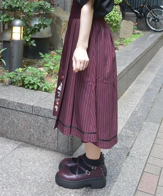 扇子×紅葉刺繍ジップスカート【期間限定価格】 | レディース服 扇子×紅葉刺繍ジップスカート【期間限定価格】 | レディース服