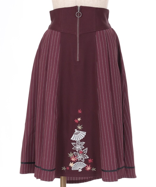 扇子×紅葉刺繍ジップスカート【期間限定価格】 | レディース服 扇子×紅葉刺繍ジップスカート【期間限定価格】 | レディース服