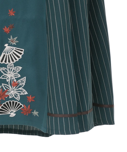扇子×紅葉刺繍ジップスカート【期間限定価格】 | レディース服 扇子×紅葉刺繍ジップスカート【期間限定価格】 | レディース服