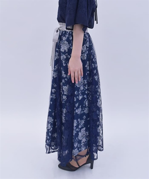 薔薇柄チュール×レース重ねスカート | outlet | axes femme 薔薇柄チュール×レース重ねスカート | outlet | axes femme