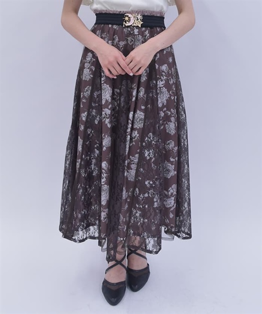 薔薇柄チュール×レース重ねスカート | outlet | axes femme