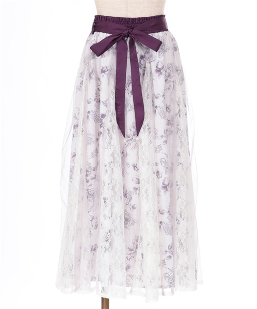 薔薇柄チュール×レース重ねスカート | axes femme | axes femme 薔薇柄チュール×レース重ねスカート | axes femme | axes femme